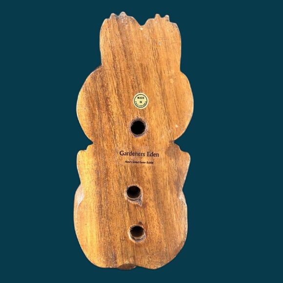 Gardeners Eden, Handcarved Wooden Easter Rabbit Figurine, Made In Philippines - Picture 8 of 9